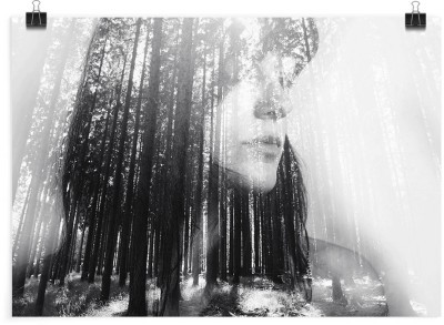 Κοπέλα σε γκρίζο φόντο, Φύση, Πόστερ, 20 x 15 εκ.