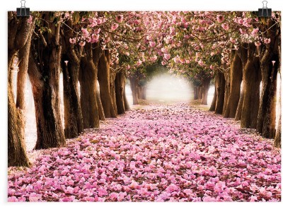 Ροζ λουλούδια στο μονοπάτι, Φύση, Πόστερ, 20 x 15 εκ.