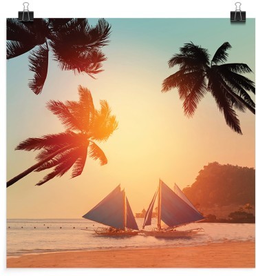 Φοίνικες σε τροπική παραλία, Φύση, Πόστερ, 20 x 20 εκ.