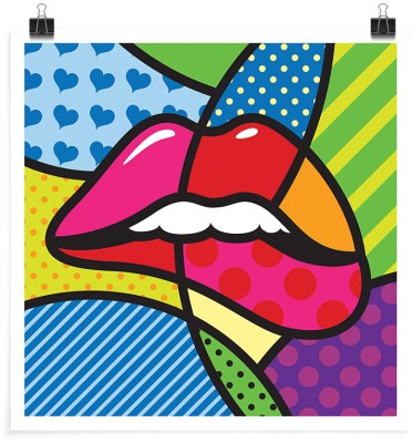 Houseart Πολύχρωμο μοτίβο με χείλη, Κόμικς, Πόστερ, 20 x 20 εκ.