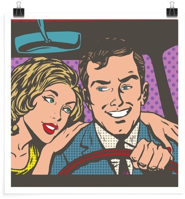Ζευγάρι στο αυτοκίνητο, Κόμικς, Πόστερ, 20 x 20 εκ.