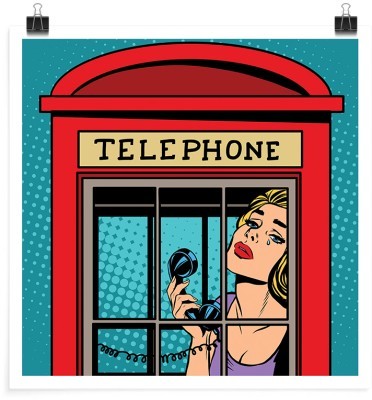 Γυναίκα μέσα σε τηλεφωνικό θάλαμο, Κόμικς, Πόστερ, 20 x 20 εκ.