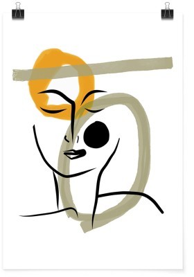 Αφαιρετικό πρόσωπο με κύκλους, Line Art, Πόστερ, 15 x 20 εκ.