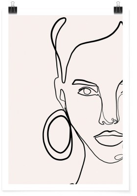Κοπέλα με σκουλαρίκι, Line Art, Πόστερ, 15 x 20 εκ.