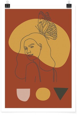 Γυναίκα με πεταλούδα, Line Art, Πόστερ, 15 x 20 εκ.