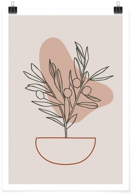 Βάζο με λουλούδια, Line Art, Πόστερ, 15 x 20 εκ.