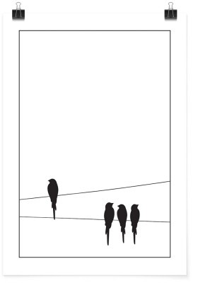 Πουλιά πάνω σε καλώδιο, Line Art, Πόστερ, 15 x 20 εκ.