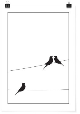 Birds on the cable, Line Art, Πόστερ, 15 x 20 εκ.
