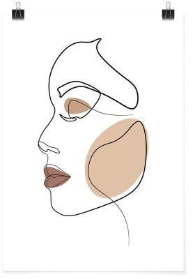 Όμορφο προφίλ γυναίκας, Line Art, Πόστερ, 15 x 20 εκ.