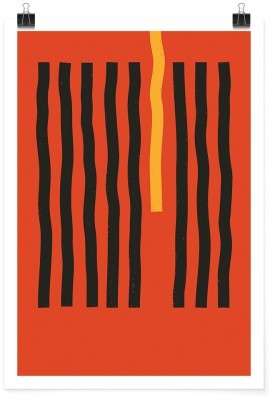Γραμμές σε πορτοκαλί φόντο, Line Art, Πόστερ, 15 x 20 εκ.