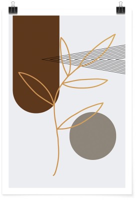 Χρυσά γραμμικά φύλλα και σχήματα, Line Art, Πόστερ, 15 x 20 εκ.