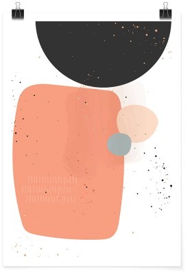 Παστέλ & μαύρα γεωμετρικά σχήματα, Line Art, Πόστερ, 15 x 20 εκ.