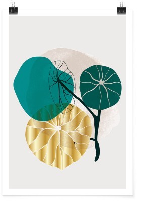 Gold & green leaves, Line Art, Πόστερ, 15 x 20 εκ.