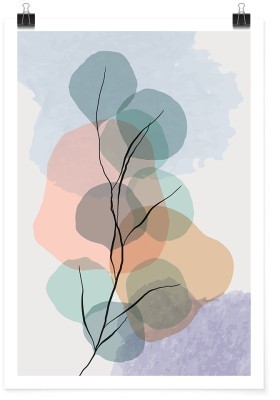 Pastel colors with plant, Line Art, Πόστερ, 15 x 20 εκ.