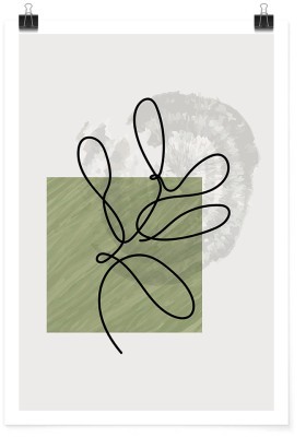 Φύλλα μπροστά στο πράσινο τετράγωνο, Line Art, Πόστερ, 15 x 20 εκ.