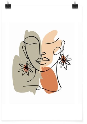 Κοπέλα με λουλουδένια σκουλαρίκια, Line Art, Πόστερ, 15 x 20 εκ.