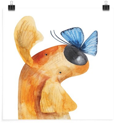Σκυλάκι με μπλε πεταλούδα, Παιδικά, Πόστερ, 20 x 20 εκ.