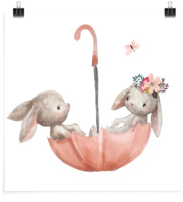 Κουνελάκια μέσα στην ομπρέλα, Παιδικά, Πόστερ, 20 x 20 εκ.