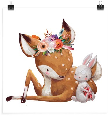 Ελαφάκι και κουνελάκι, Παιδικά, Πόστερ, 20 x 20 εκ.