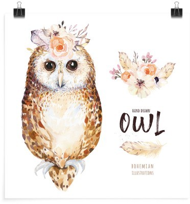 Καφέ κουκουβάγια, Παιδικά, Πόστερ, 20 x 20 εκ.