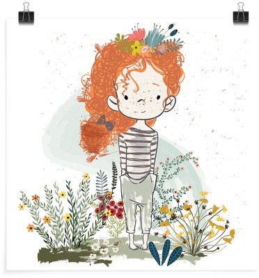 Κοριτσάκι με σγουρά μαλλιά, Παιδικά, Πόστερ, 20 x 20 εκ.
