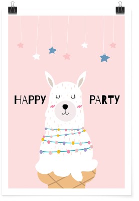 Houseart Λάμα \"Happy party\", Παιδικά, Πόστερ, 15 x 20 εκ.