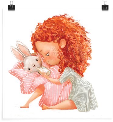 Κοριτσάκι με μωρό κουνέλι, Παιδικά, Πόστερ, 20 x 20 εκ.