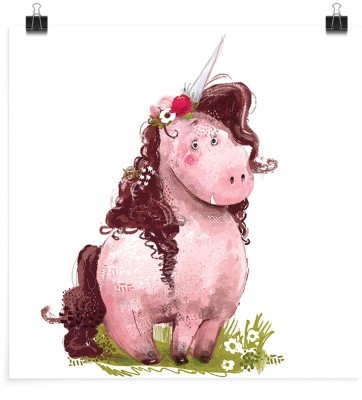 Μονόκερος με κόκκινα μαλλιά, Παιδικά, Πόστερ, 20 x 20 εκ.