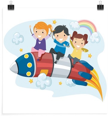 Παιδάκια πάνω στο πύραυλο, Παιδικά, Πόστερ, 20 x 20 εκ.