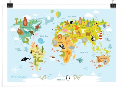 Χάρτης με ζώα, Παιδικά, Πόστερ, 20 x 15 εκ.