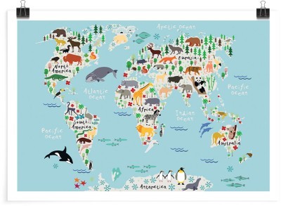 Παγκόσμιος χάρτης με ζωάκια, Παιδικά, Πόστερ, 20 x 15 εκ.