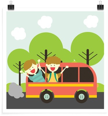 Χαρούμενα παιδάκια στο λεωφορείο, Παιδικά, Πόστερ, 20 x 20 εκ.