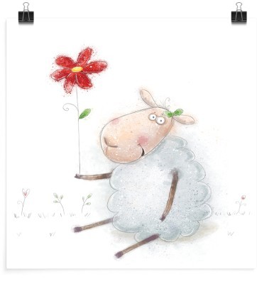 Προβατάκι με λουλούδι, Παιδικά, Πόστερ, 20 x 20 εκ.
