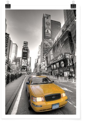 Ταξί στην γκρι πόλη της Νέα Υόρκης, Πόλεις - Ταξίδια, Πόστερ, 15 x 20 εκ.