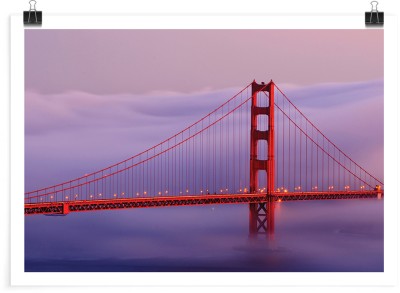 Κόκκινη γέφυρα Γκόλντεν Γκέιτ στον μοβ ουρανό, Πόλεις - Ταξίδια, Πόστερ, 20 x 15 εκ.