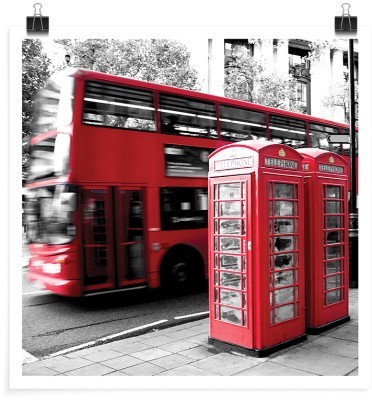 Λεωφορείο & τηλεφωνικός θάλαμος στο Λονδίνο, Πόλεις - Ταξίδια, Πόστερ, 20 x 20 εκ.