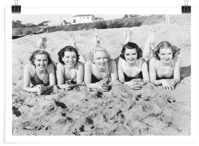 Κοπέλες ξαπλωμένες στην άμμο, Vintage, Πόστερ, 20 x 15 εκ.