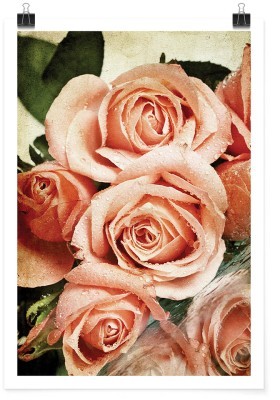 Μπουκέτο με ροζ τριαντάφυλλα, Vintage, Πόστερ, 15 x 20 εκ.