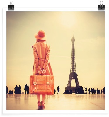 Κοπέλα με βαλίτσα, Vintage, Πόστερ, 20 x 20 εκ.