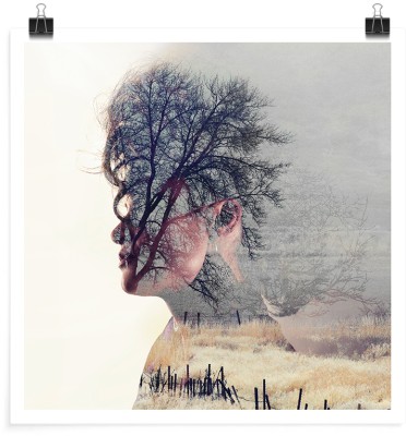 Αφηρημένο πρόσωπο στη φύση, Vintage, Πόστερ, 20 x 20 εκ.