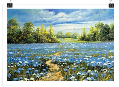 Μπλε λουλούδια στο δάσος, Ζωγραφική, Πόστερ, 20 x 15 εκ.