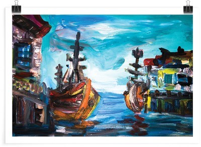 Καράβια στη θάλασσα, Ζωγραφική, Πόστερ, 20 x 15 εκ.