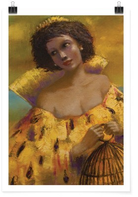 Γυναίκα με κίτρινο φόρεμα, Ζωγραφική, Πόστερ, 15 x 20 εκ.