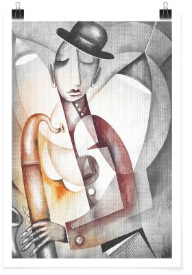 Άνδρας με μουσικό όργανο, Ζωγραφική, Πόστερ, 15 x 20 εκ.