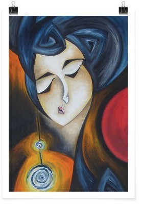 Κοπέλα με μπλε μαλλιά, Ζωγραφική, Πόστερ, 15 x 20 εκ.