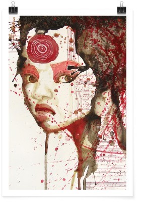 Πορτρέτο γυναίκας με κόκκινες πινελίες, Ζωγραφική, Πόστερ, 15 x 20 εκ.