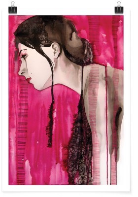 Γυναίκα σε φούξια φόντο, Ζωγραφική, Πόστερ, 15 x 20 εκ.