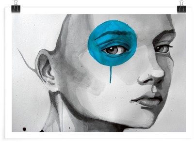 Γκρίζο πρόσωπο με μπλε μάτι, Ζωγραφική, Πόστερ, 20 x 15 εκ.