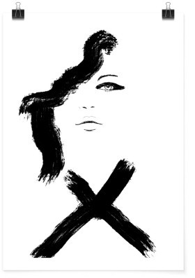 Μαύρο περίγραμμα κοπέλας, Ζωγραφική, Πόστερ, 15 x 20 εκ.