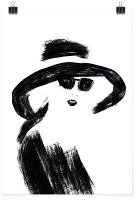 Σκίτσο κυρίας με καπέλο, Ζωγραφική, Πόστερ, 15 x 20 εκ.